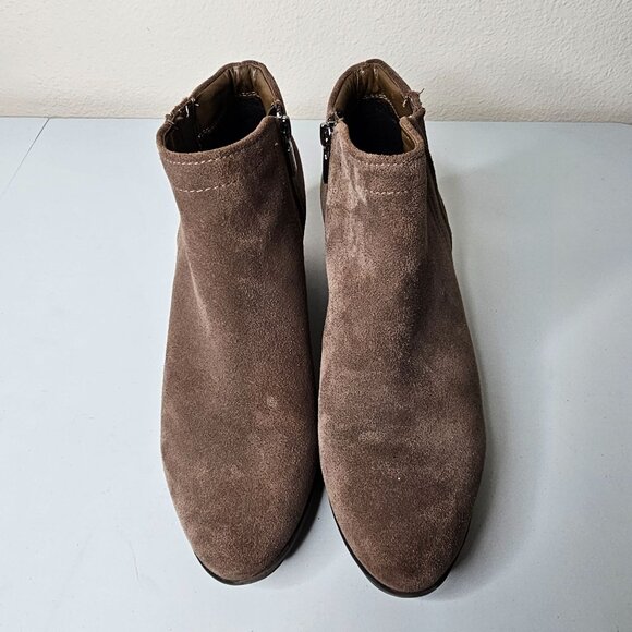 Blondo 9.5 Brown Valli 2 Suede Leather Ankle Booties Waterproof Low Heel Boots - Picture 4 of 10